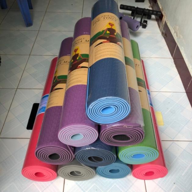 Thảm Tập Yoga Định Tuyến 2 Lớp TPE Độ Dày Chuẩn 6mm (KÈM TÚI ĐỰNG), Thảm Tập Gym Chống Trơn Trượt