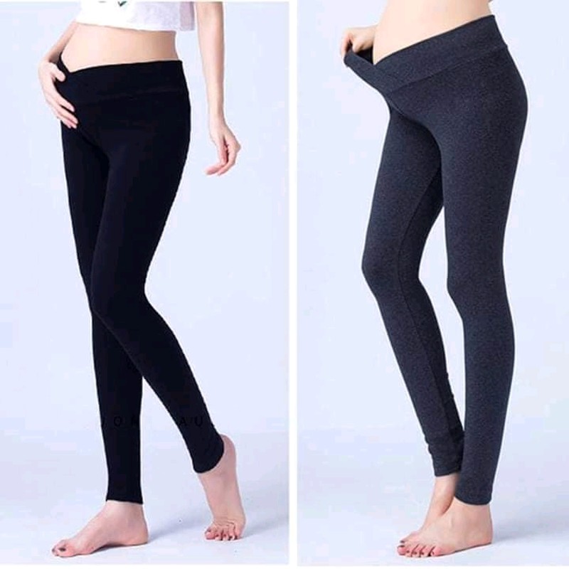 Quần legging bầu cạp chéo thun cotton dáng dài