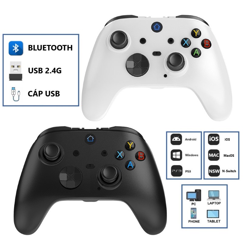Gamepad tay game Không dây Bluetooth TS102 đa kết nối cho máy tính, laptop, smartphone, máy tính bảng hàng nhập khẩu