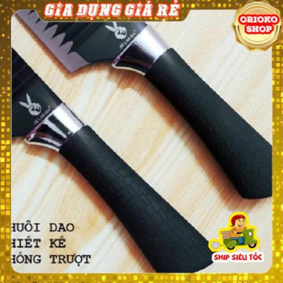 ̂  Bộ Dao Nhật ASAKH Làm Bếp 6 Món Lưỡi Sóng Cao Cấp, Chất Liệu Hợp Kim Chống Gỉ