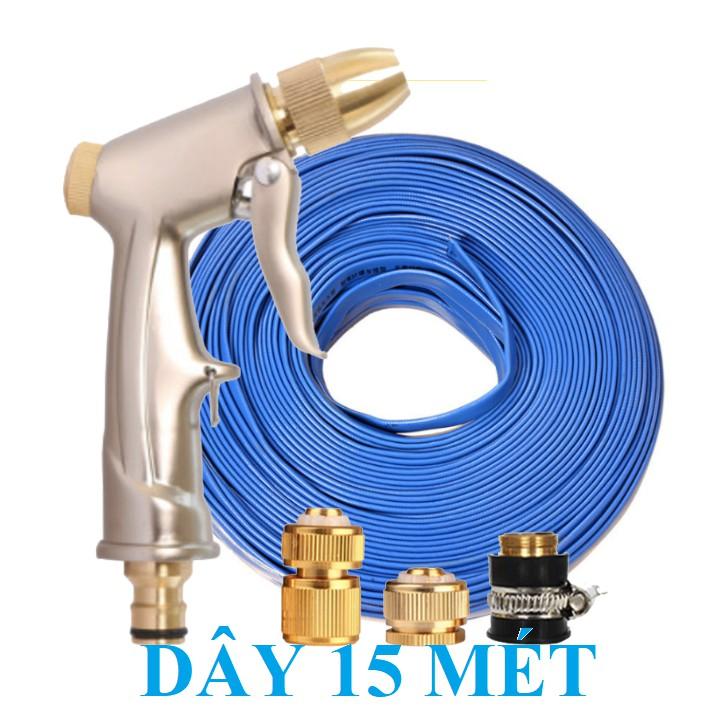 Bộ dây vòi xịt bơm nước tưới rửa , tăng áp 3 lần, loại 15m 206701-1 đầu đồng,cút đồng