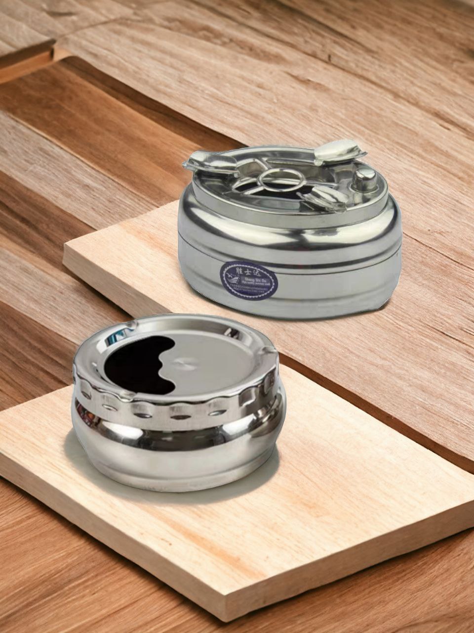 Gạt tàn nắp xoay - gạt tàn nắp bấm inox ( 2 kiểu khách tự lựa chọn sở thích cho mình )