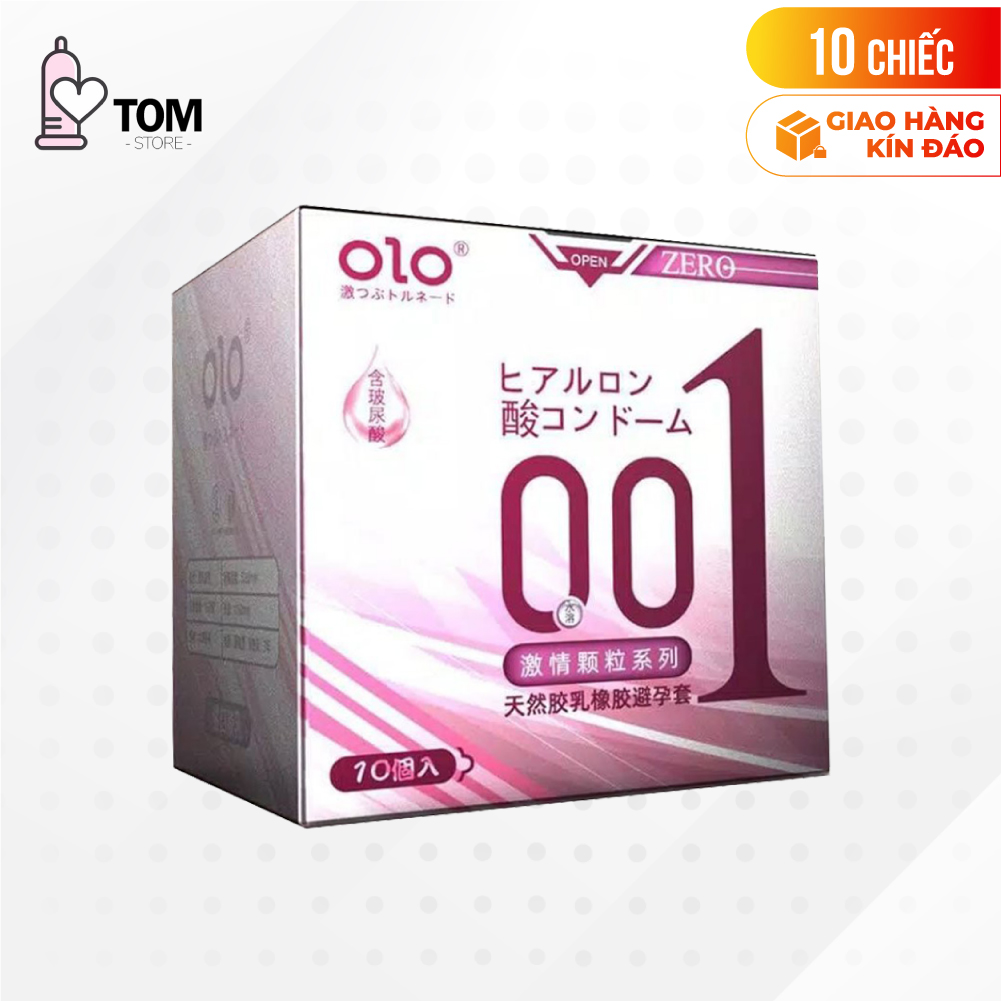 [Hộp 10 cái] Bao cao su OLO 0.01 Zero Hồng - Siêu mỏng, có hạt, nhiều gel bôi trơn 