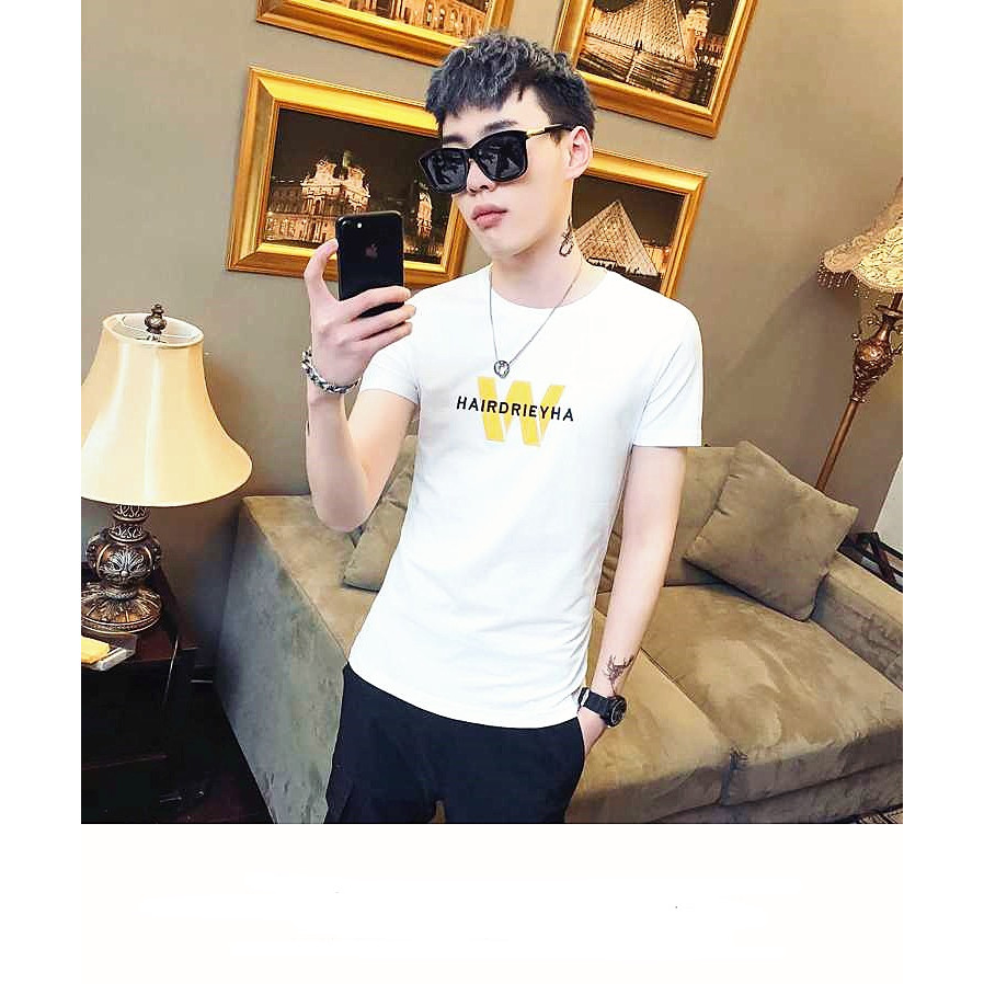 Áo thun Nam cổ tròn tay ngắn với họa tiết in chữ đơn giản, trẻ trung chất liệu vải cotton cao cấp co giãn nhẹ mặc thoải mái dễ phối đồ phù hợp với xu hướng thời trang