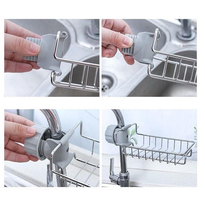 Kệ inox treo giẻ rửa bát gắn vòi nước - kệ vặn vòi nước để đồ