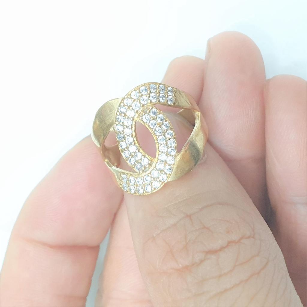 Nhẫn Nữ Chữ C Đính Đá Vonfram Cao Cấp-Tắm rửa không phai màu,BH 5 năm dùng
