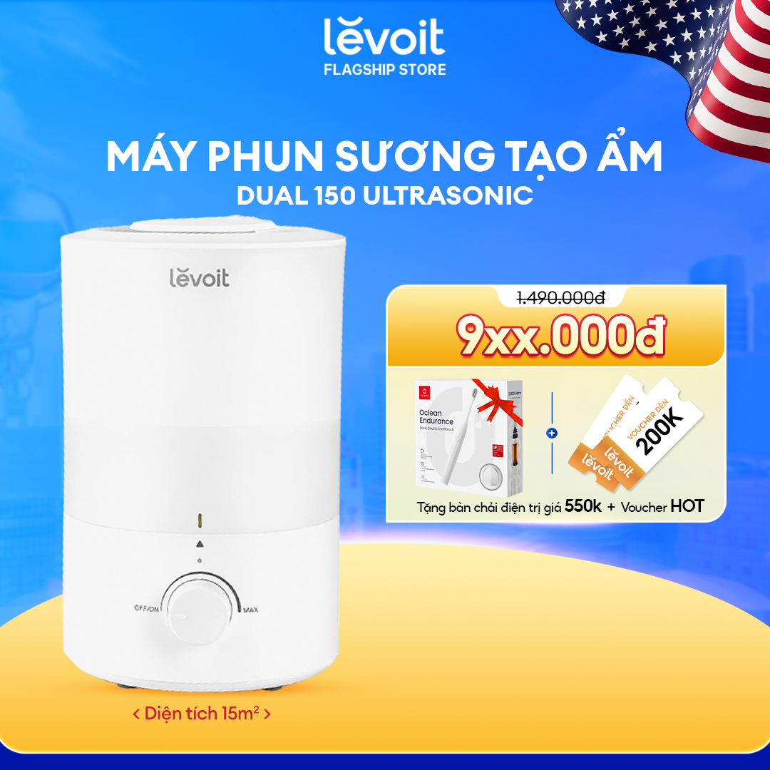 Máy Phun Sương Tạo Ẩm Thông Minh Levoit Dual 150 Ultrasonic | Công Nghệ Phun Siêu Âm 360 | 25h Hoạt Động - Hàng Chính Hãng