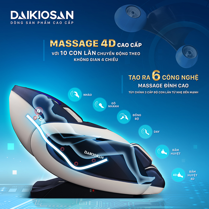 Ghế Massage Toàn Thân Daikiosan DVGM-30003 Chế Độ Không Trọng Lực, Công Nghệ AI, Scan Cơ Thể, 4D Massage