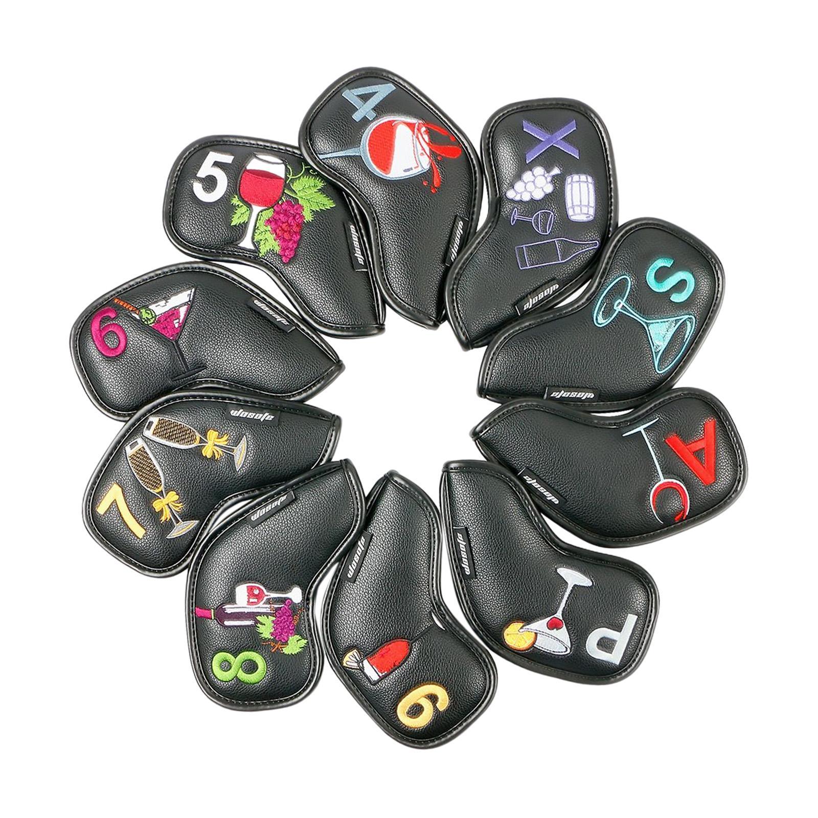 Golf Iron Head Covers Guard 4,5,6,7,8,9,A,S,P,x Waterproof Embroidered