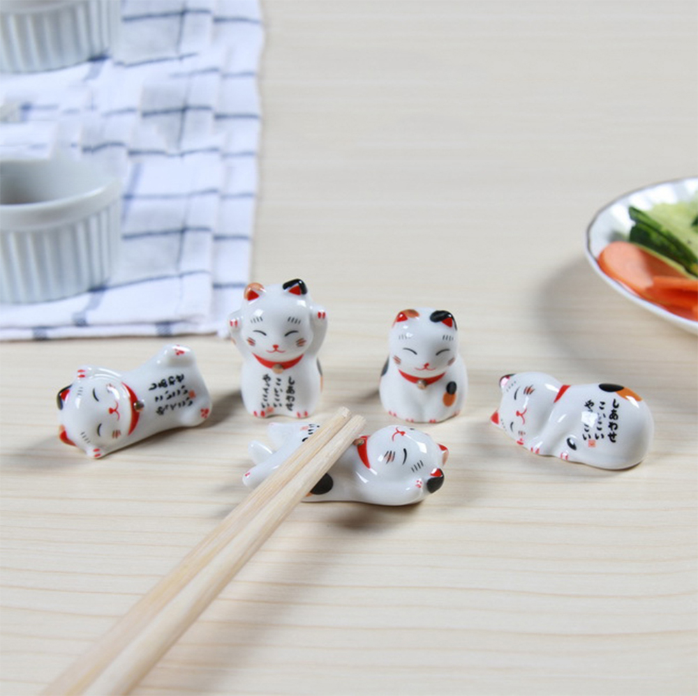 Combo 6 gác đũa bàn ăn gốm sứ mèo thần tài