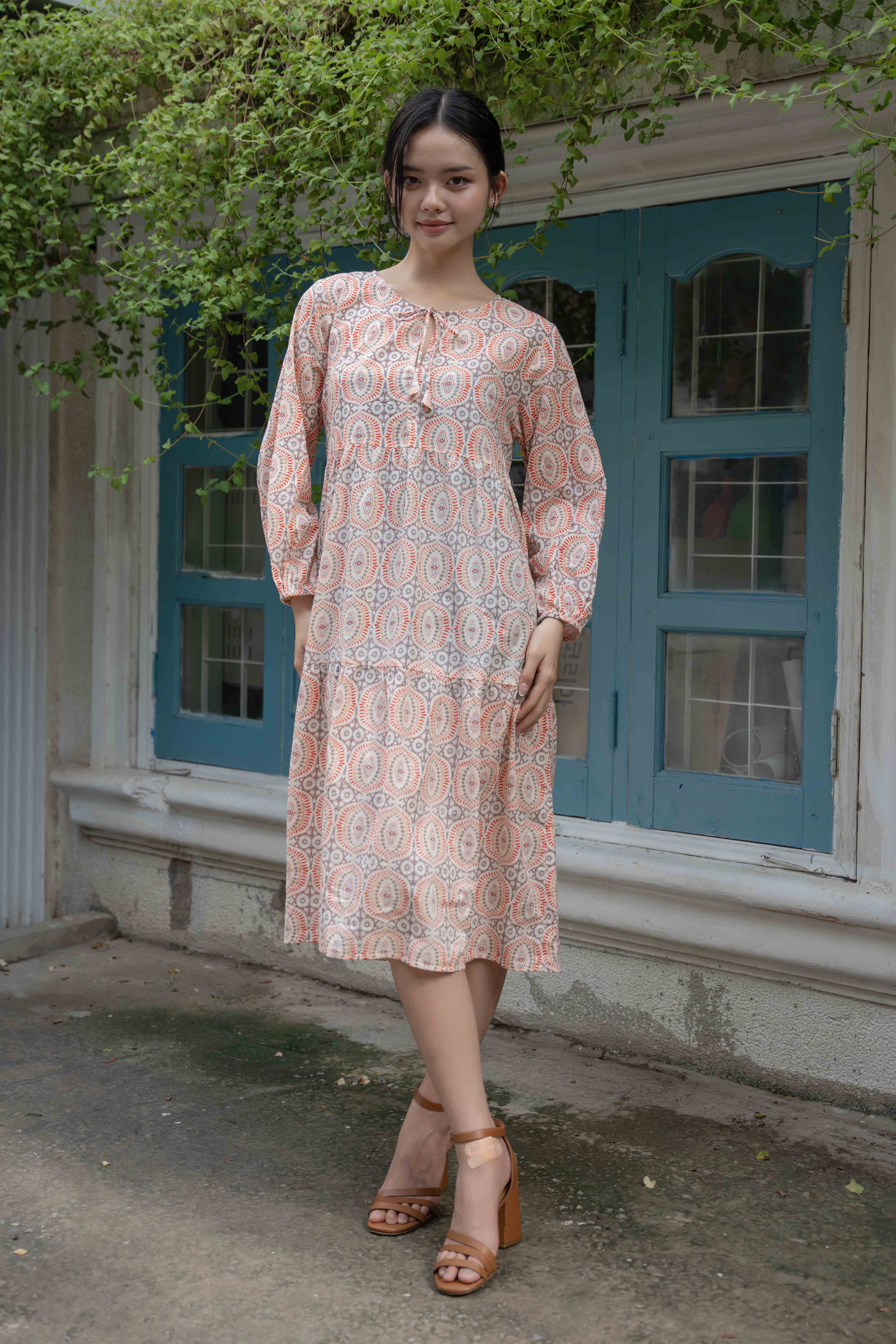Đầm Midi Hoa Cotton Isla Bonita