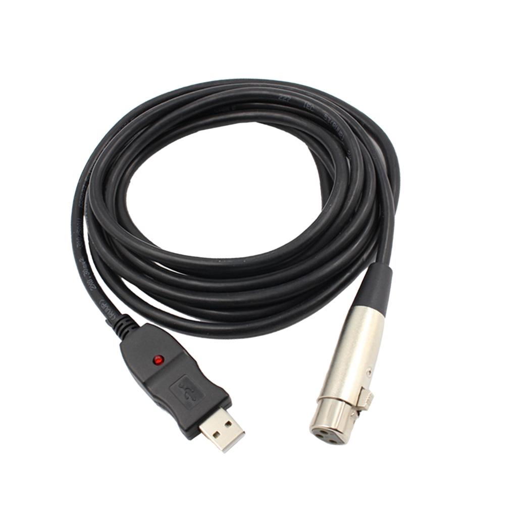 USB Microphone Cable USB Male-Female Mic Converter Studio Audio Line-Black