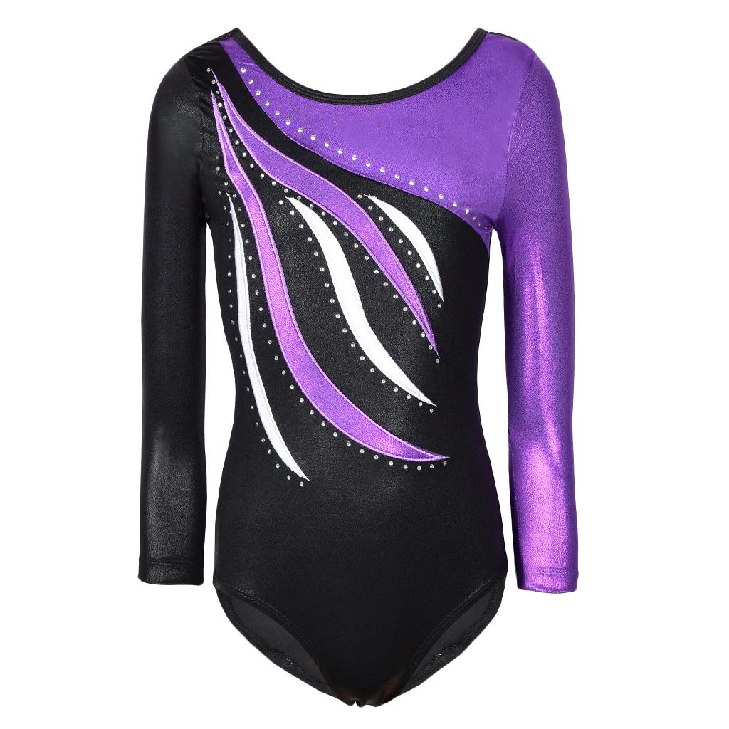 Kid Girl Leotard Ballet Dance Costume Long Sleeve Bodysuit Unitard Dancewear