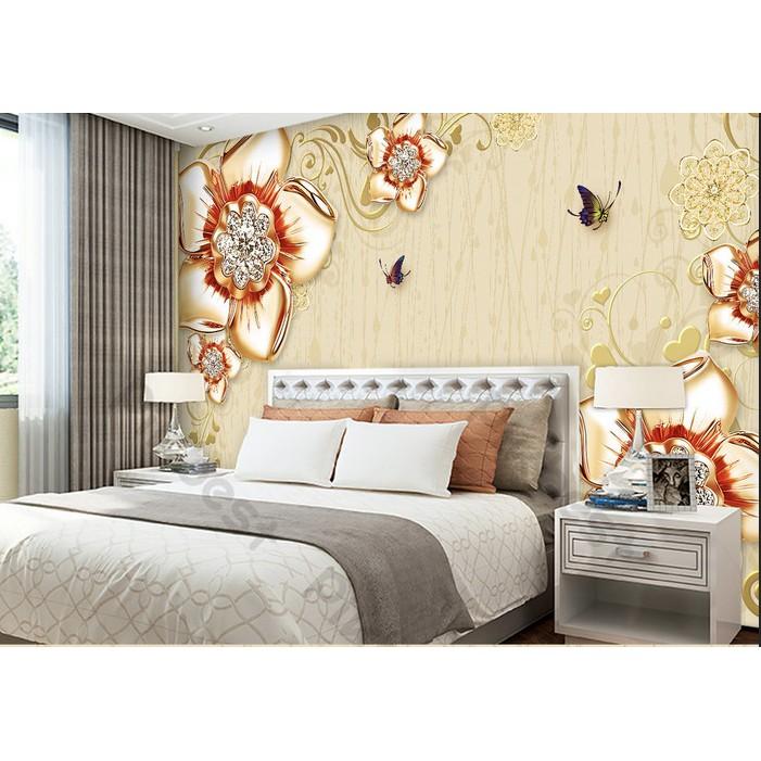 Tranh dán tường Hoa trang sức hiện đại phú quí, tranh dán tường 3d hiện đại MS668084