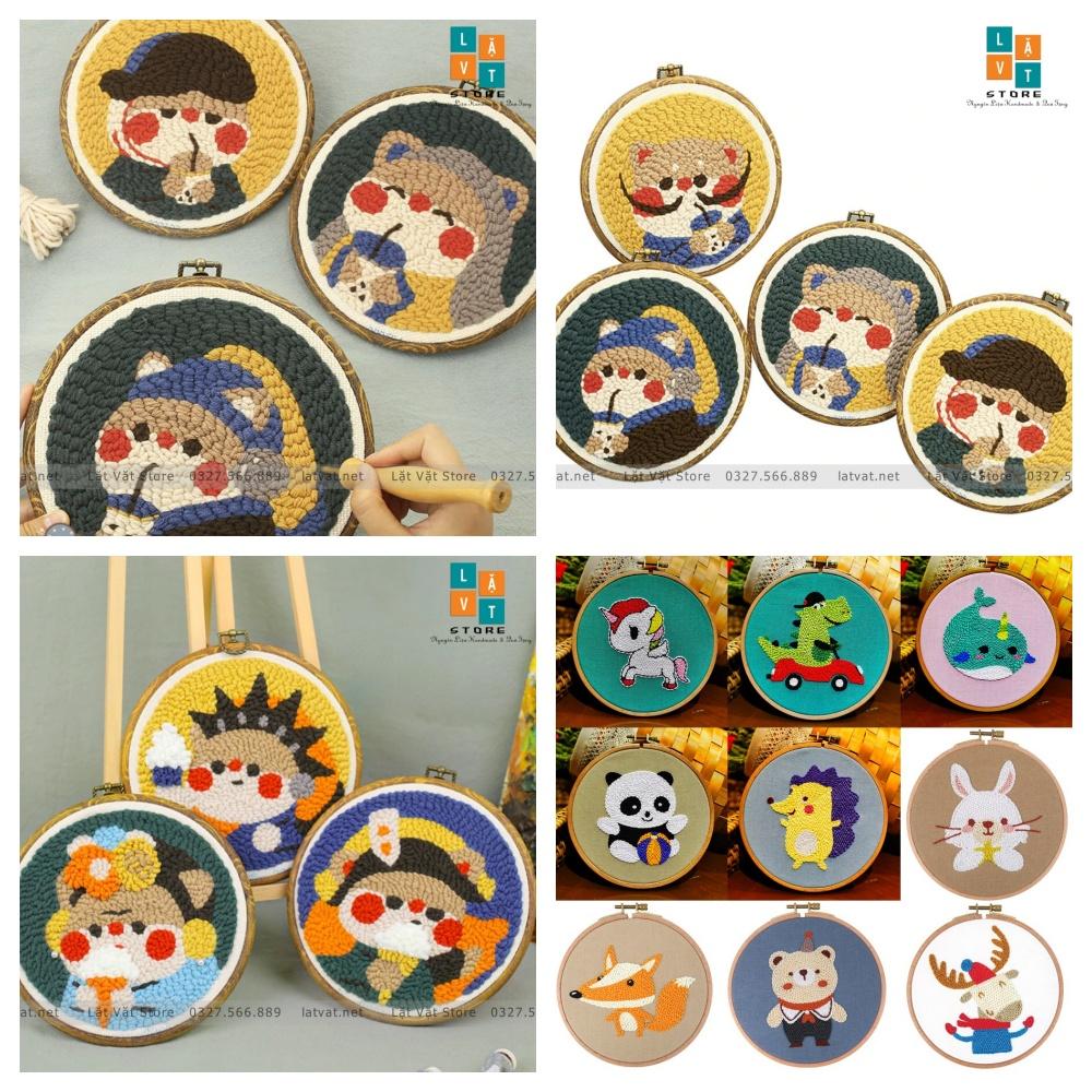 Bộ Thêu Len Xù Động Vật Dễ Thương - Punch Needle Decor, có video hướng dẫn, quà tặng ý nghĩa cho bạn bè