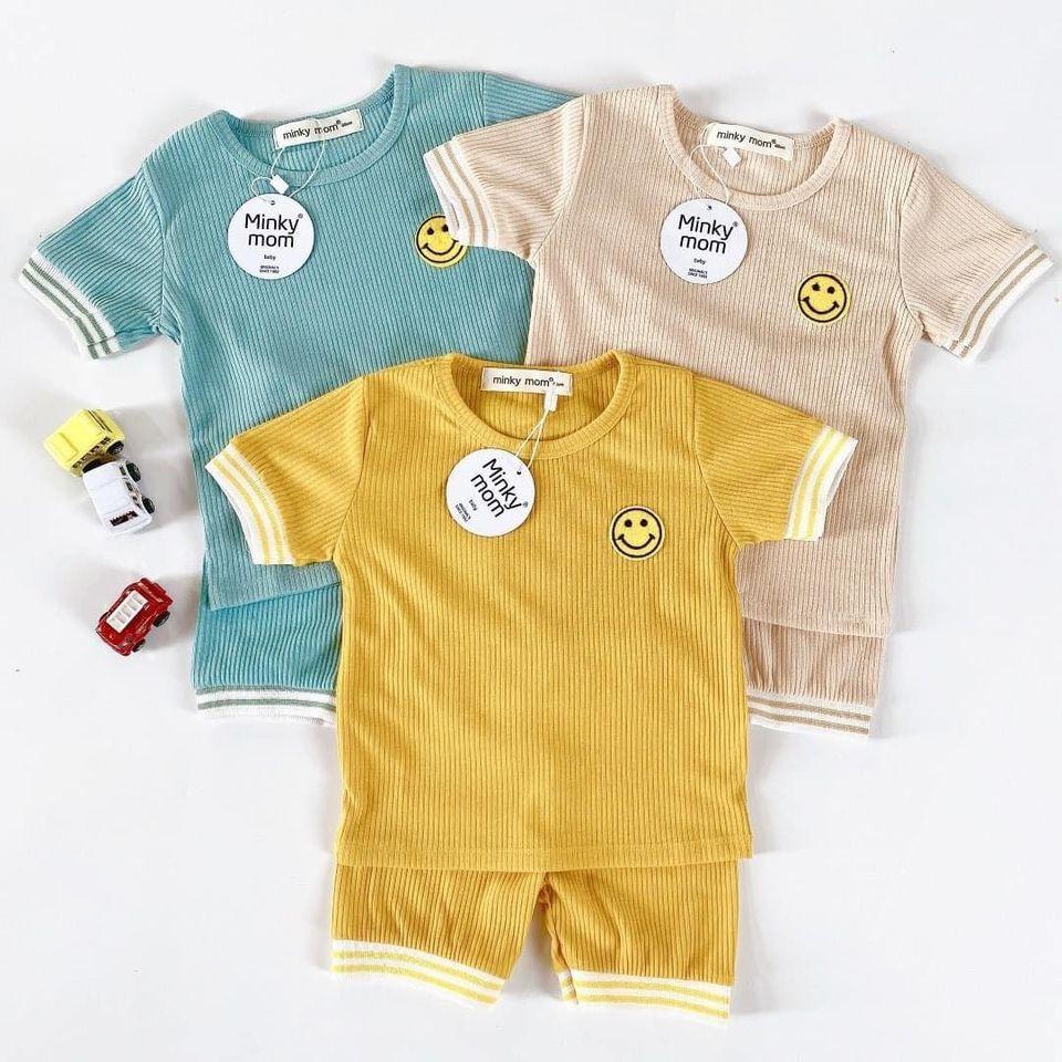 Bộ cộc tay cho bé Bộ cộc tay minky mom MẶT CƯỜI cho bé trai bé gái Chất thun lạnh cao cấp siêu mềm siêu mát
