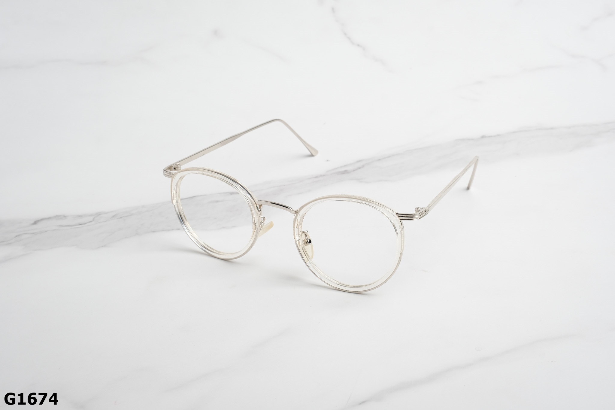Gọng Kính Cận Hợp Kim Dáng Tròn Ngố Thời Trang Unisex G1674