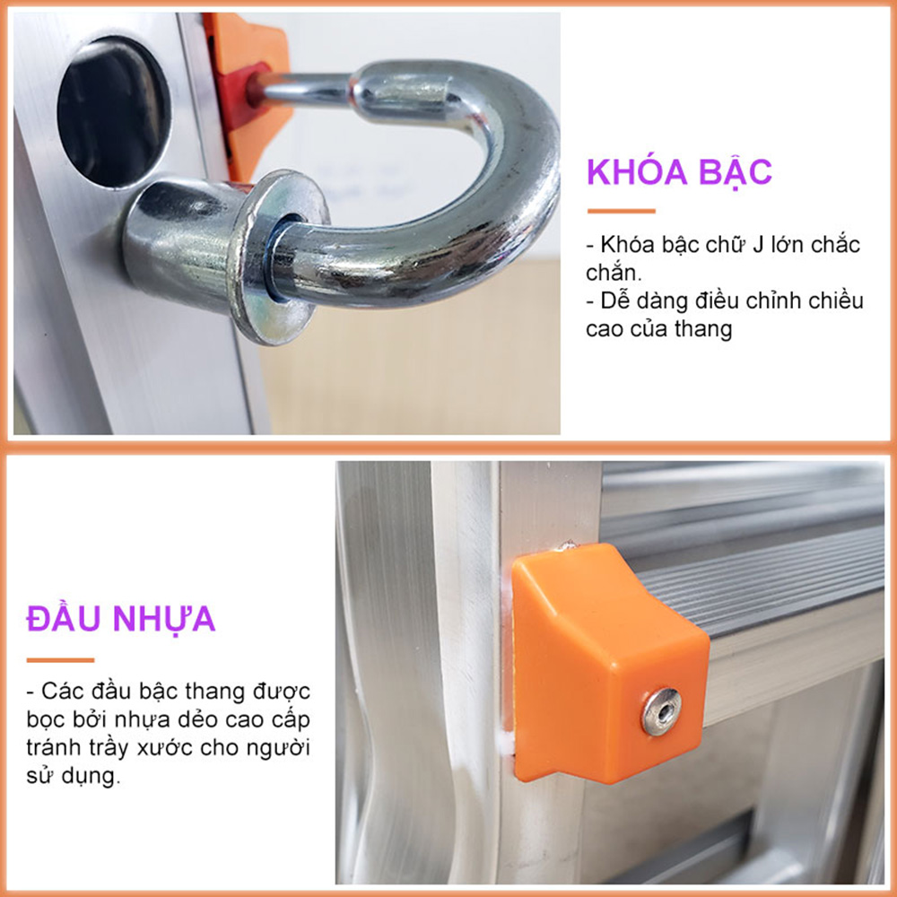 Thang nhôm trượt, gấp đa năng, Nhiều tư thế sử dụng, Hợp kim nhôm bền bỉ - Hàng chính hãng NIKITA AM