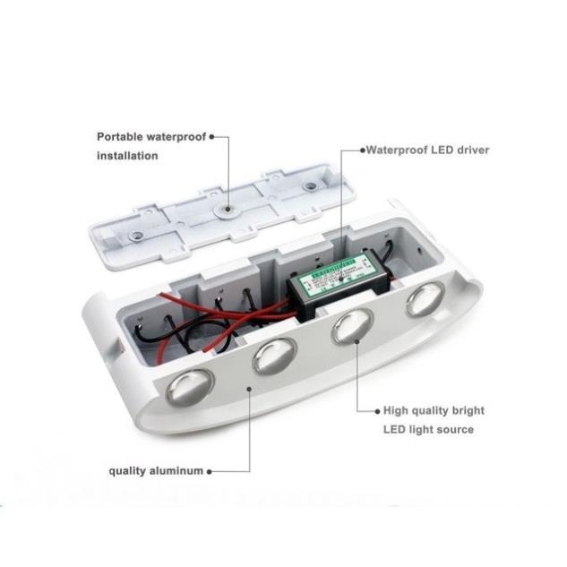 Đèn Hắt Tường Trang Trí Led Sáng 2 Đầu Nguồn Nhôm Chống Nước IP66