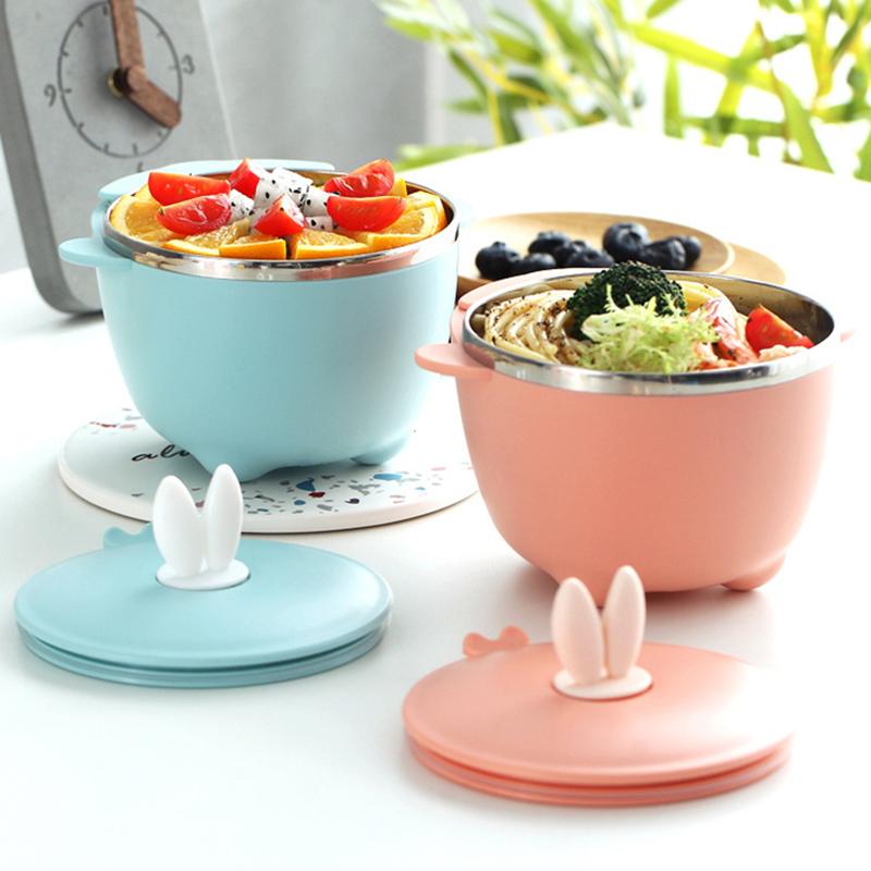 Bé Thép Không Gỉ Nhiệt Bát Trẻ Sơ Sinh Bú Bộ Đồ Ăn Hút Mạnh Bát Ăn Trẻ Em Tập An Toàn Món Ăn Đồ Ăn MBG0517