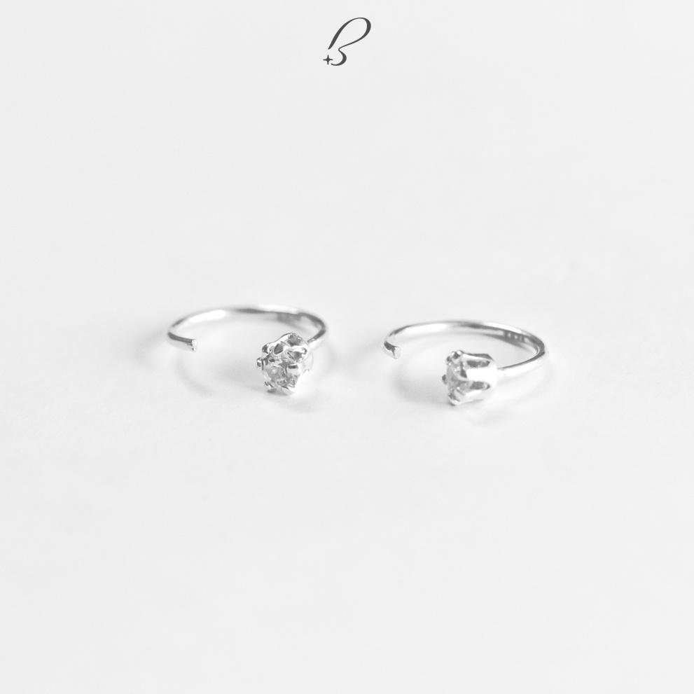 Bông tai Bling It khoen đính đá bạc BIBT483