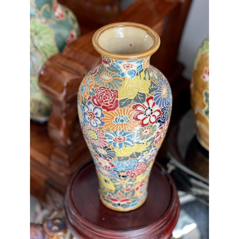 BÌNH BÁCH HOA DÁNG THON 37CM GỐM SỨ THỦ CÔNG NAM BỘ CẮM BÔNG TRANG TRÍ DECOR