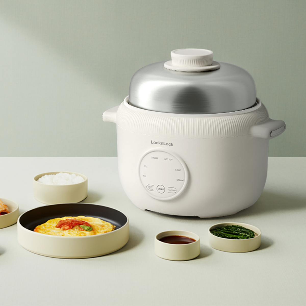 Nồi Điện Đa Năng LocknLock Digital Multipot EJP186IVY 1.6L 500W, Hàng Chính Hãng, Xửng Hấp - JoyMall