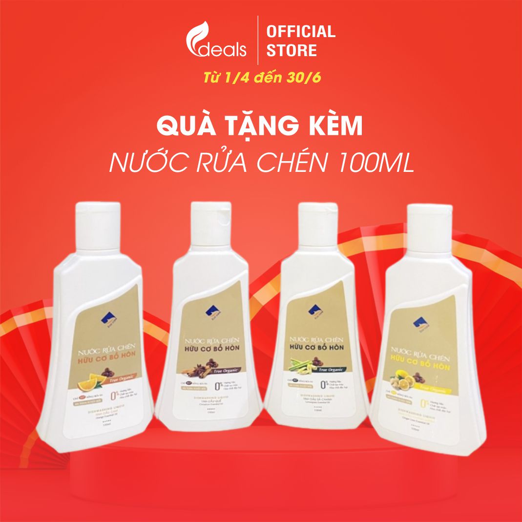 (Quà tặng) Nước rửa chén hữu cơ Bồ hòn Ecocare - 100% thực vật, không hóa chất, tinh dầu khử mùi, chăm sóc da tay, tiết kiệm nước 30% - Chai 100ml - Tinh dầu Cam