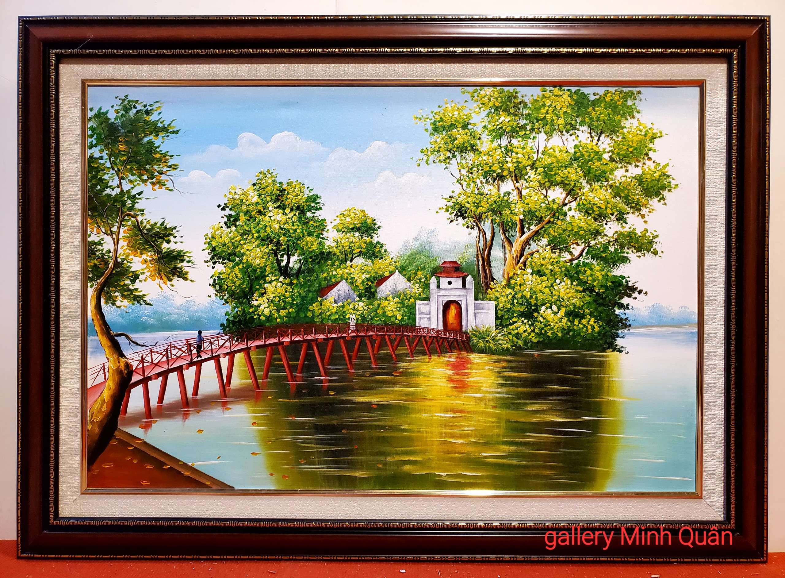 Mua Tranh vẽ Sơn Dầu -Phong Cảnh Cầu Thê Húc -Hồ Gươm tại gallery Minh Quân