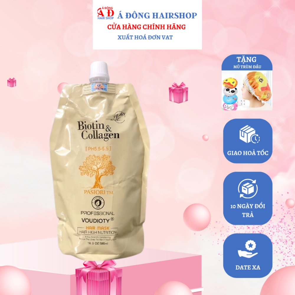 DẦU HẤP Ủ PHỤC HỒI TÁI SINH TÓC BIOTIN COLLAGEN VOUDIOTY PASIORI 500ML CHÍNH HÃNG