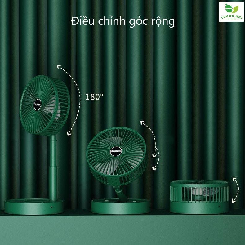 Quạt mini sạc USB gấp gọn, tích điện và điều chỉnh độ cao tiện lợi