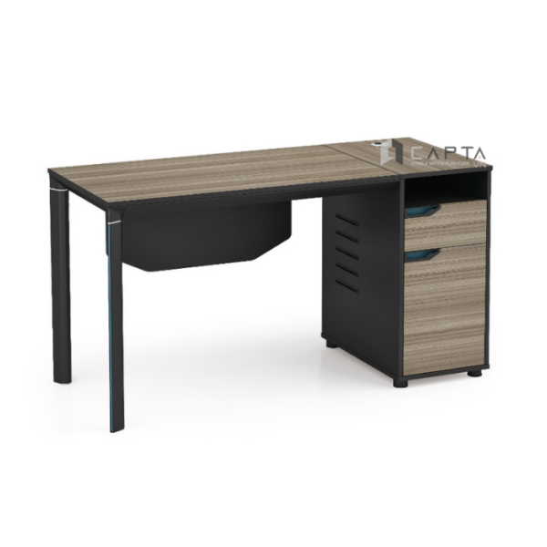 Bàn làm việc mặt gỗ MFC hiện đại TW2008-14W Nội thất Capta Bàn gỗ MFC chống thấm màu hạt dẻ phối đen thanh lịch