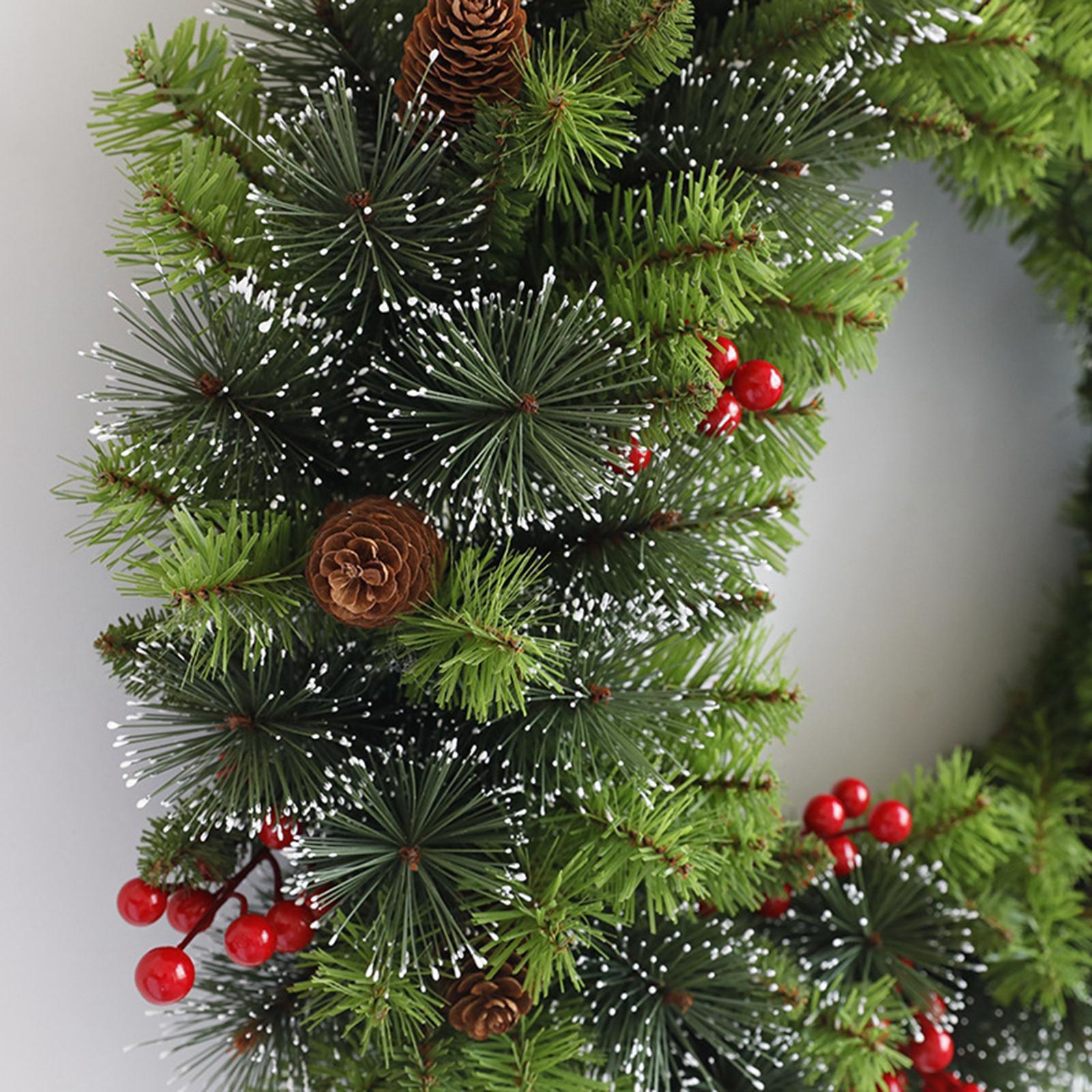Artificial Wreath Christmas Ornament Wall Hanging for Door Window Party Xmas Decoration