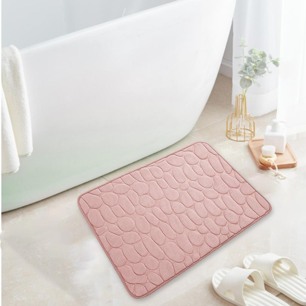 3x Cobblestone Embossed Floor Carpet Bathroom Mat Floor Rug for Bathroom Indoor