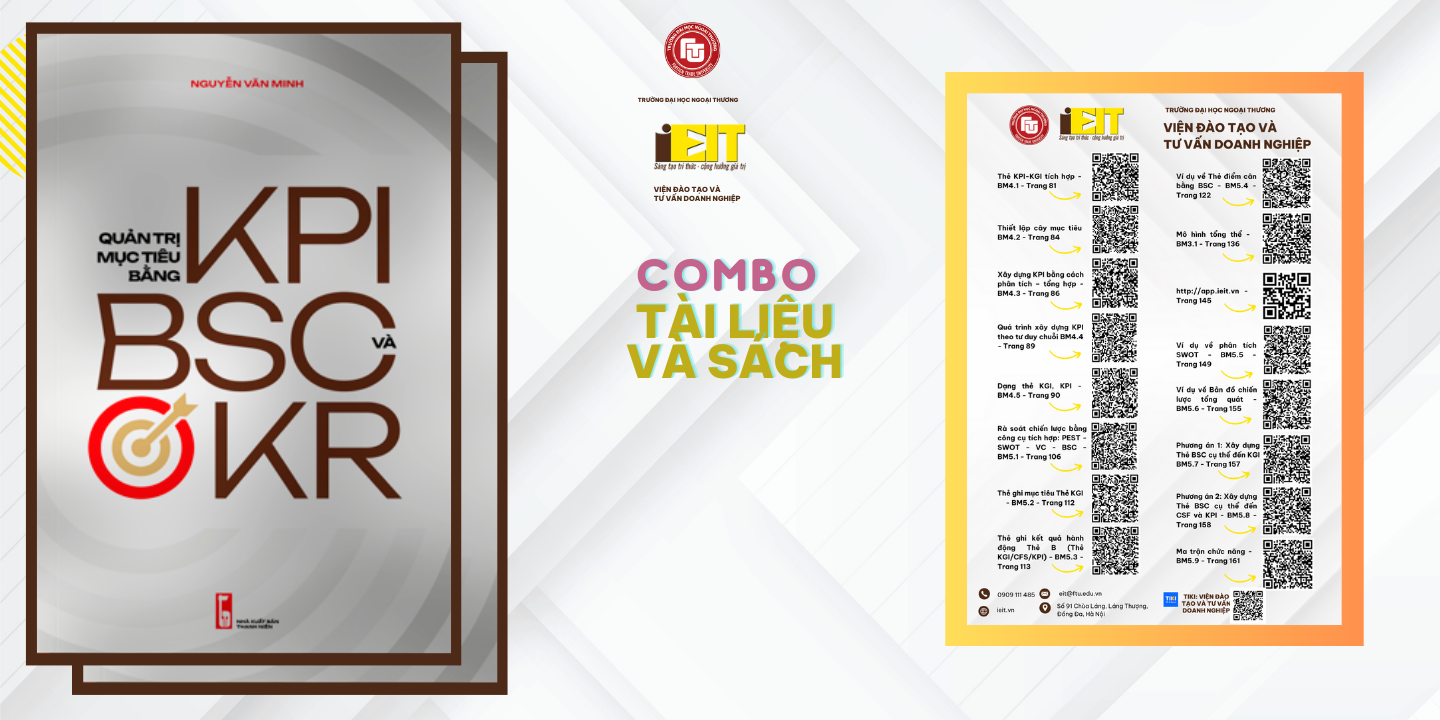 Bộ công cụ tài liệu tặng kèm cuốn Quản trị mục tiêu bằng KPI, BSC và OKR