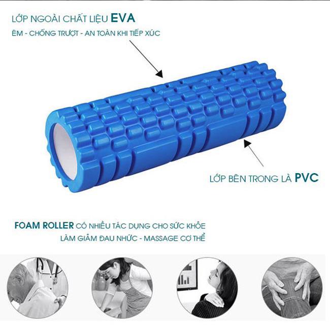 Con lăn massage giãn cơ foam roller body Massage, Gym, Fitness, Yoga