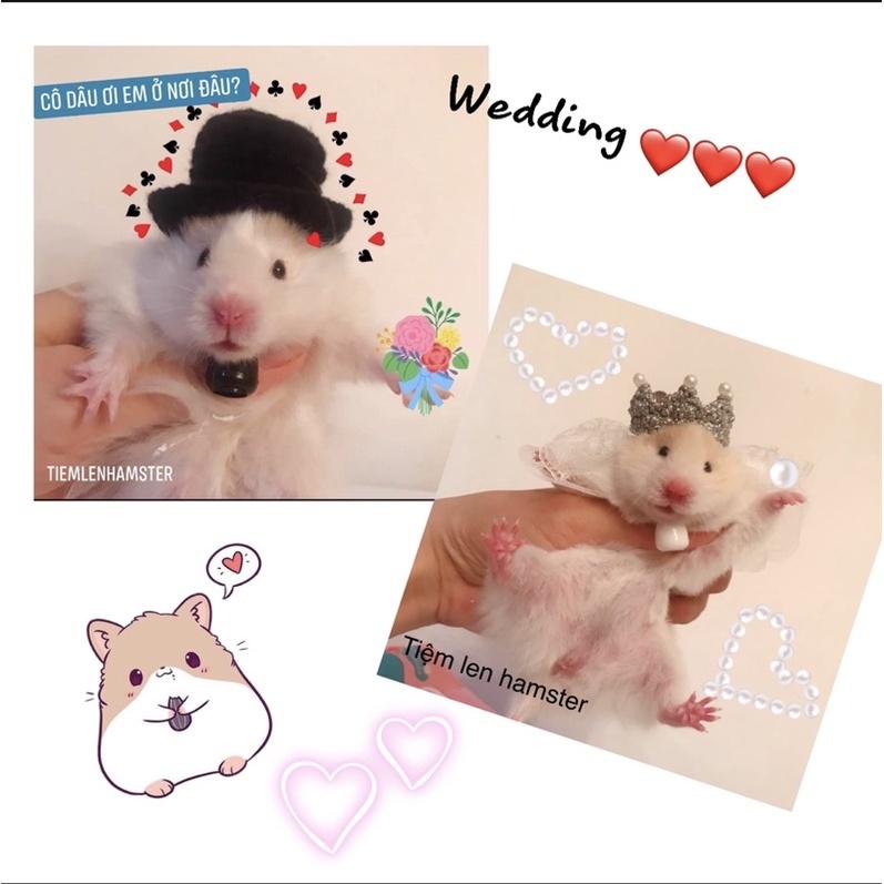 mũ nón cô dâu chú rể cho hamster