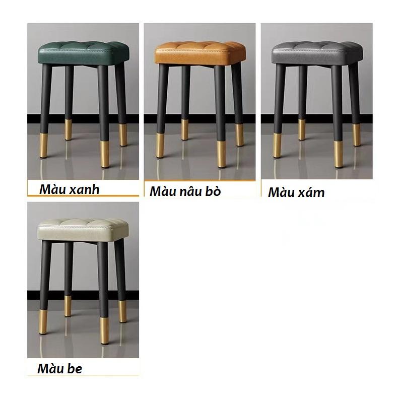 Ghế đẩu vuông đệm múi da sáp trơn công ghệ Nano siêu bền, chân kim loại tải trọng 200 kg phong cách hiện đại