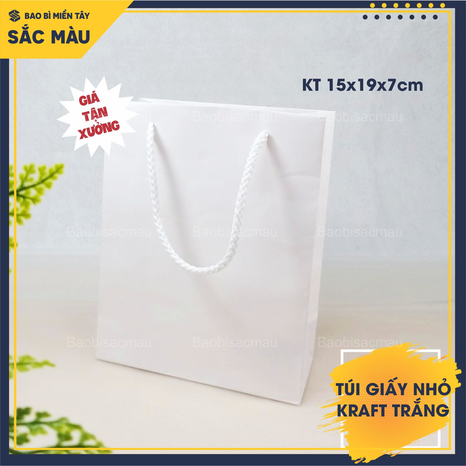 Sét 10 Túi Giấy Kraft Trắng xinh xắn nhiều kích thước