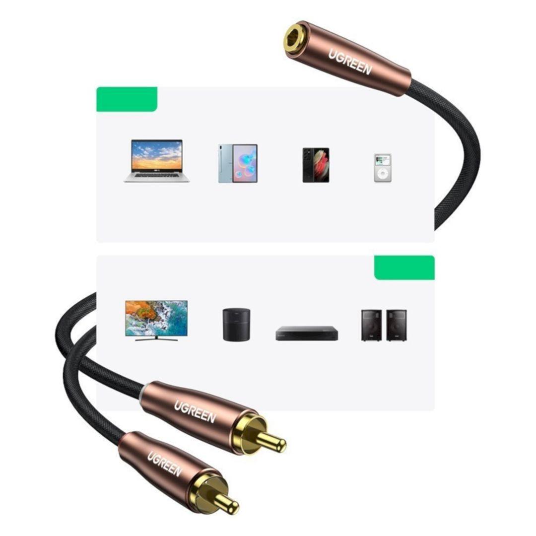 Ugreen UG60987AV198TK 3M Cáp chuyển âm thanh 3.5mm sang 2x RCA dương - HÀNG CHÍNH HÃNG