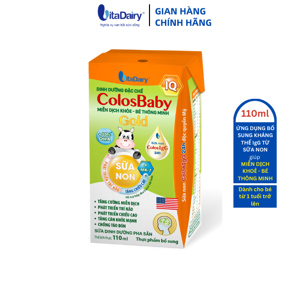 SBPS ColosBaby IQ Gold giúp bé phát triển trí não, miễn dịch khỏe, phát triển toàn diện /lốc 4 hộp 110ml - VitaDairy