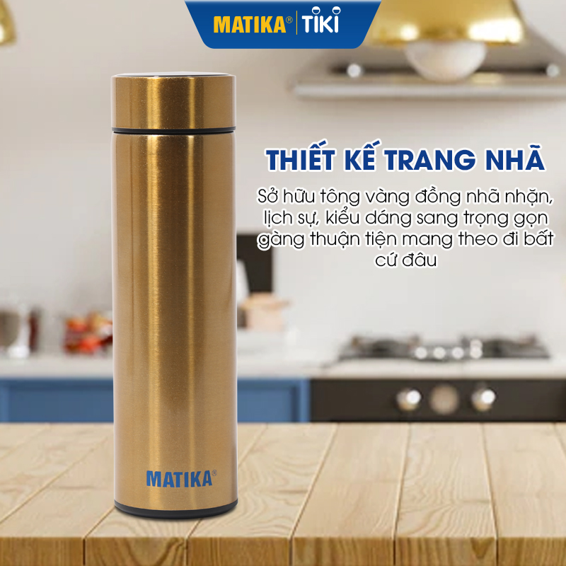 Bình Giữ Nhiệt Inox MATIKA MTK-HC3500 Hiển Thị Nhiệt Độ Dung Tích 500ml - Hàng Chính Hãng