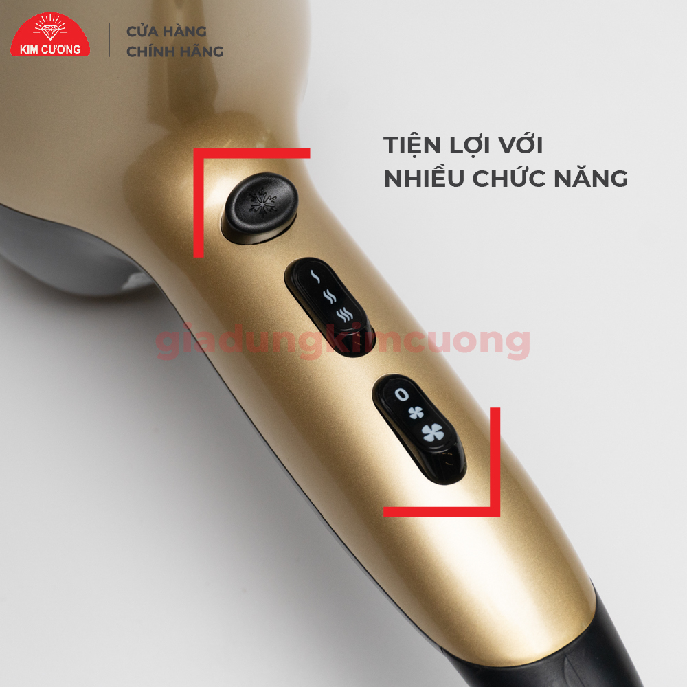 Máy Sấy Tóc 2 Chiều Nóng Lạnh - Máy Sấy Tóc Kim Cương 1640 - Hàng Chính Hãng
