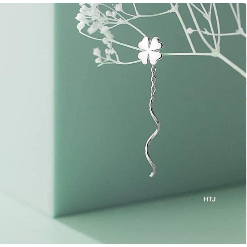 BÔNG TAI HOA 4 CÁNH MAY MẮN BẠC TA -