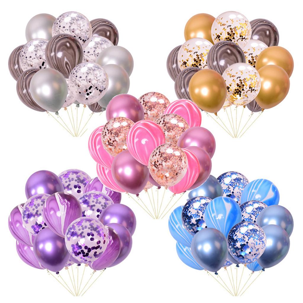 15x Latex Confetti Foil Balloons Wedding Birthday Hen Party Supplies Blue