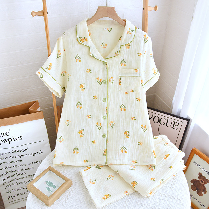 Bộ Pijama, Đồ Bộ Mặc Nhà Áo Cộc Quần Dài Chất Liệu Xô Muslin  M2 Cao Cấp