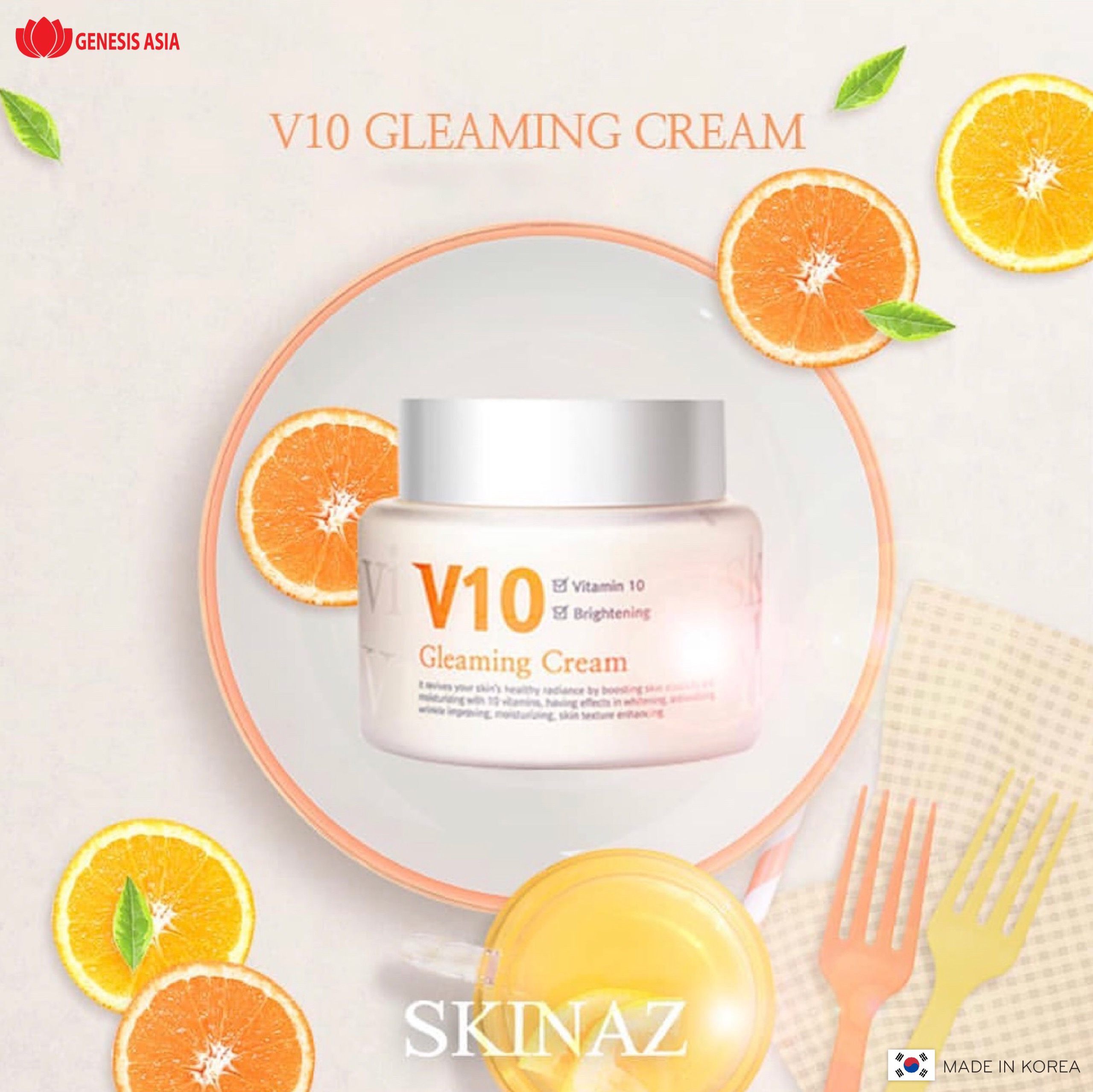 Kem Dưỡng Trắng Da V10 Skinaz Hàn Quốc mẫu 2020