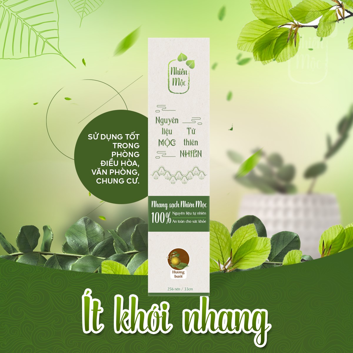 [NHANG ORGANIC] Nhang Thảo Mộc – Hộp 220 nén - Cao 33cm- Nhang sạch Nhiên Mộc