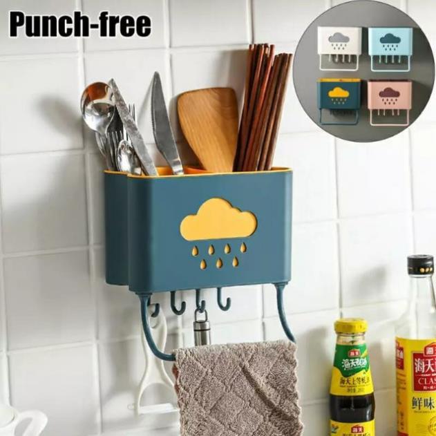 Kệ cắm thìa đũa 2 lớp màu dán cường lực