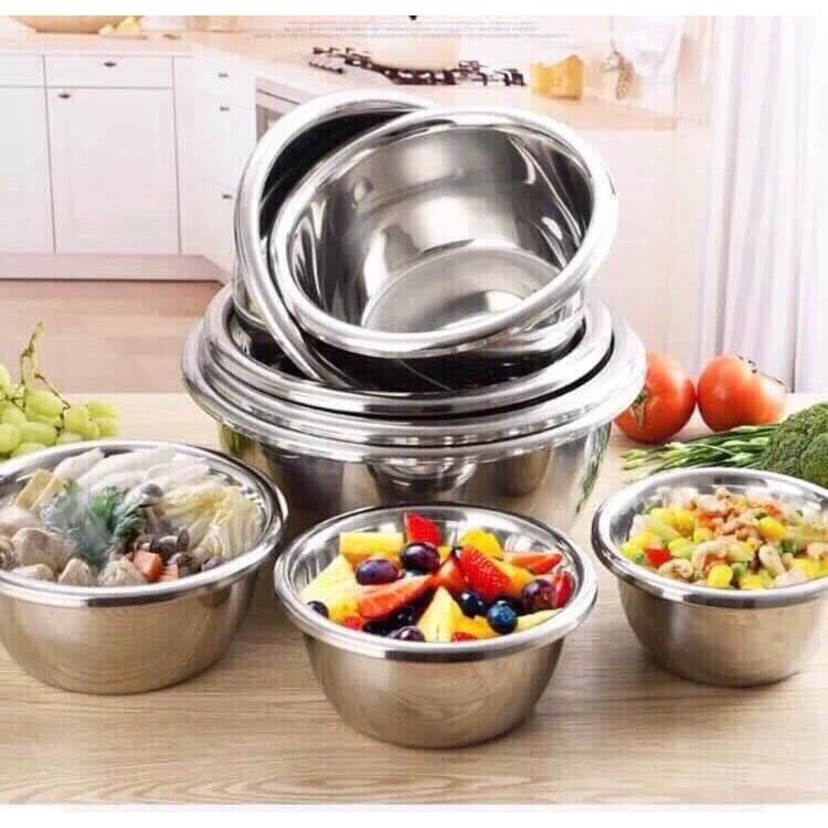 Set 4 Tô và 1 Rổ inox